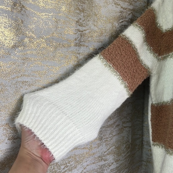 Vintage🧚♀️Compañía Fantástica Colorblock Glitter Strip Sweater Size S - Picture 6 of 16